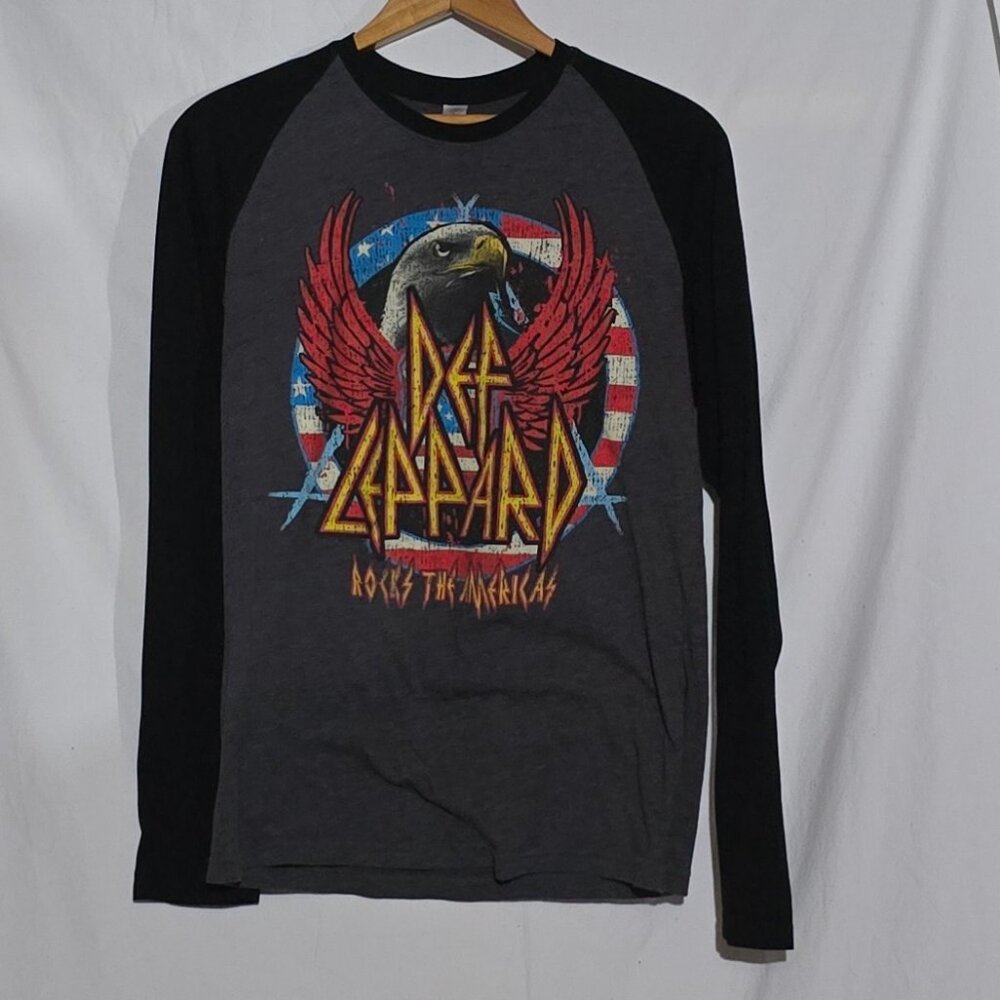 PIMATEE - DEF LEPPARD Rocks the Americas 2014 Tour Black Gray 3/4 Sleeve Sz M*